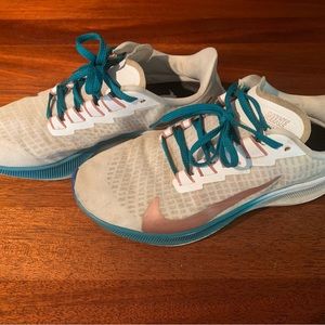 Custom Nike Pegasus Sneakers 7.5 White, Teal and Rose Gold